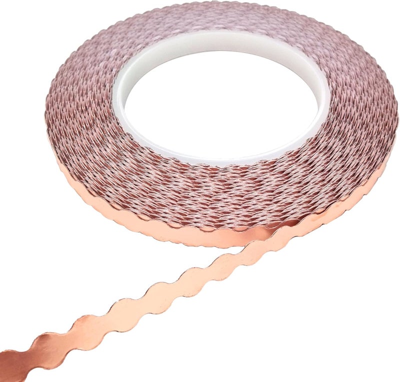 ARTIMUSES Double Edged Scalloped Copper Foil Tape for Stained Glass, DIY Handicrafts, Crafting (Large Scalloped) - Image 1